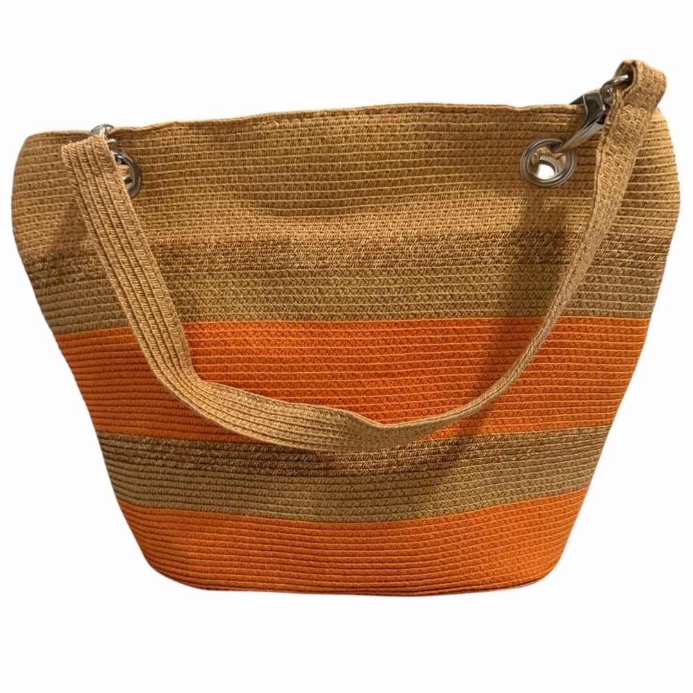 PRITZI/Orange & Tan/ Bohemian-Summer Woven Handbag - Picture 2 of 15